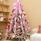 Christmas Tree Topper Christmas Wreath Bow, 52 * 13 inches Large Tree Toppers Bow with Snowflake Patterned for Xmas Tree Décor Christmas Home Indoor Outdoor Decoration Pink